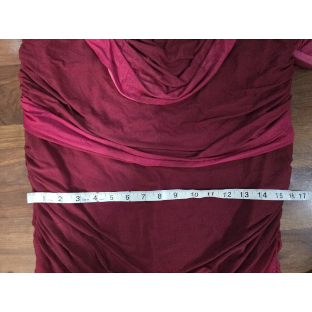 City Chic Flirtation Midi Ruby Ombre Cold Shoulder Ruffle Dress Fairy Romantic - Picture 10 of 13